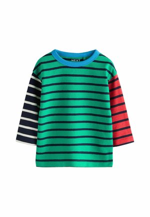 Next, REGULAR FIT - LONG SLEEVE STRIPE T-SHIRT - Long sleeved top - green navy stripe hotchpotch