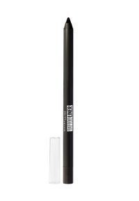 Matita per eyeliner nera con punta appuntita, con finitura opaca e cappuccio trasparente. Marchio visibile di lato in testo bianco.