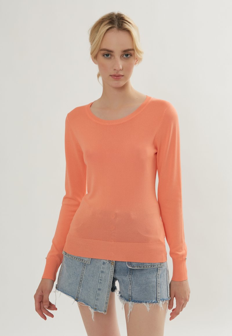 Damen Strickjacken | INFLUENCER BASIC Strickpullover mango/apricot - BZ05025 Damen Strickjacken | INFLUENCER BASIC Strickpullover mango/apricot - BZ05025