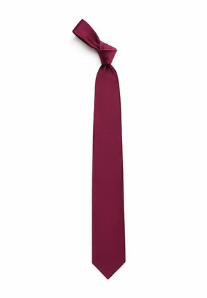 Bordeaux slips-bind med en mjuk textur, spetsig topp och en knutdesign upptill, med en enfärgad yta utan mönster.