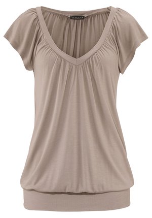 V AUSSCHNITT - T-shirt basic - taupe