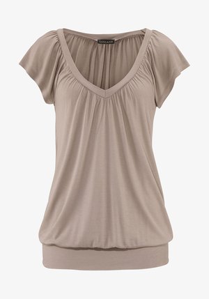 V AUSSCHNITT - Basic T-shirt - taupe