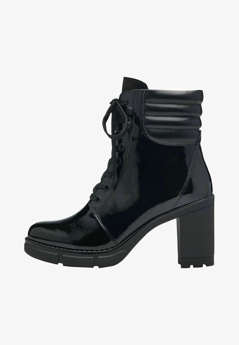 Marco Tozzi Platform ankle boots - black patent/metallic black - Zalando.ie