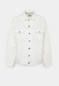 Vit denimjacka med klassisk krage, knappstängning fram, två bröstfickor och ljusa sömnadsdetaljer. Justerbara ärmslut och rak passform.