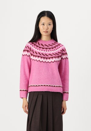 ONLY ONLISLE LIFE O NECK - Pulover - super pink/syrah/cloud dancer