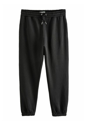 Schwarze Jogginghose aus weichem Material, mit einem elastischen Bund und Kordelzug sowie Bündchen an den Säumen für eine schmale Passform.