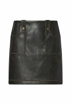 LIU JO, LIU JO COATED FABRIC MINI SKIRT WITH POCKETS - Φούστα σε γραμμή Α - dark brown