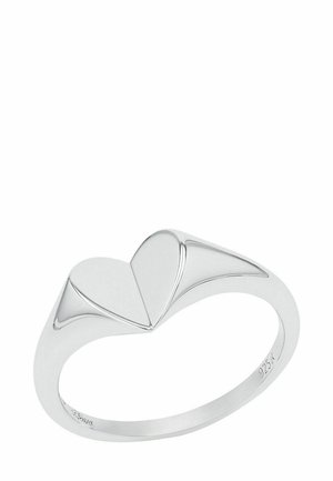 Silberring mit einem glatten, polierten Herzdesign in der Mitte und "925" eingraviert im inneren Band.