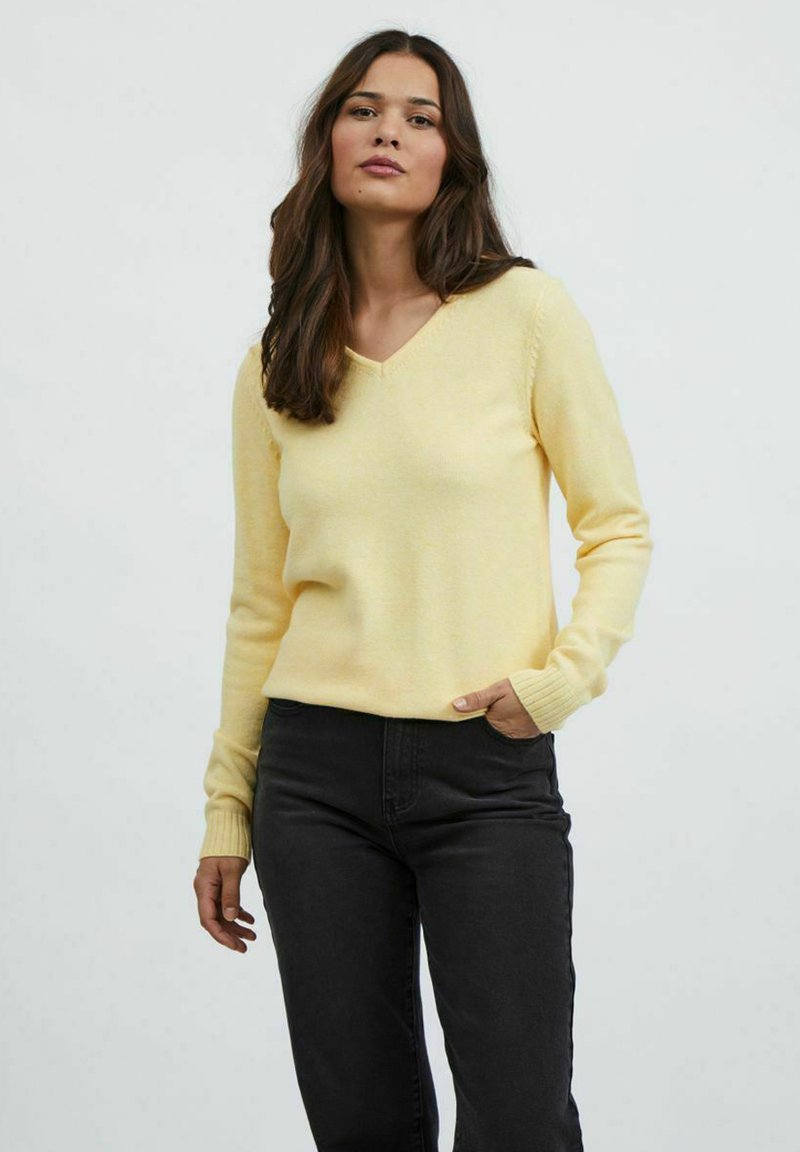 VILA VIRIL L/S V-NECK TOP - Jumper - golden haze
