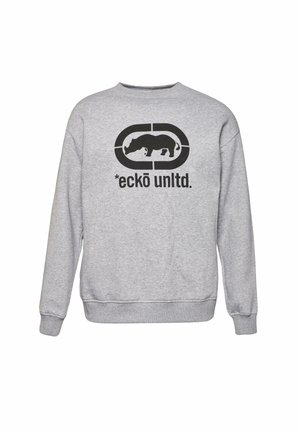 Šedá mikina vyrobená z jemného materiálu, s grafikou čierneho nosorožca a textom "*eckō unltd." na prednej strane. Klasický dizajn s okrúhlym výstrihom.