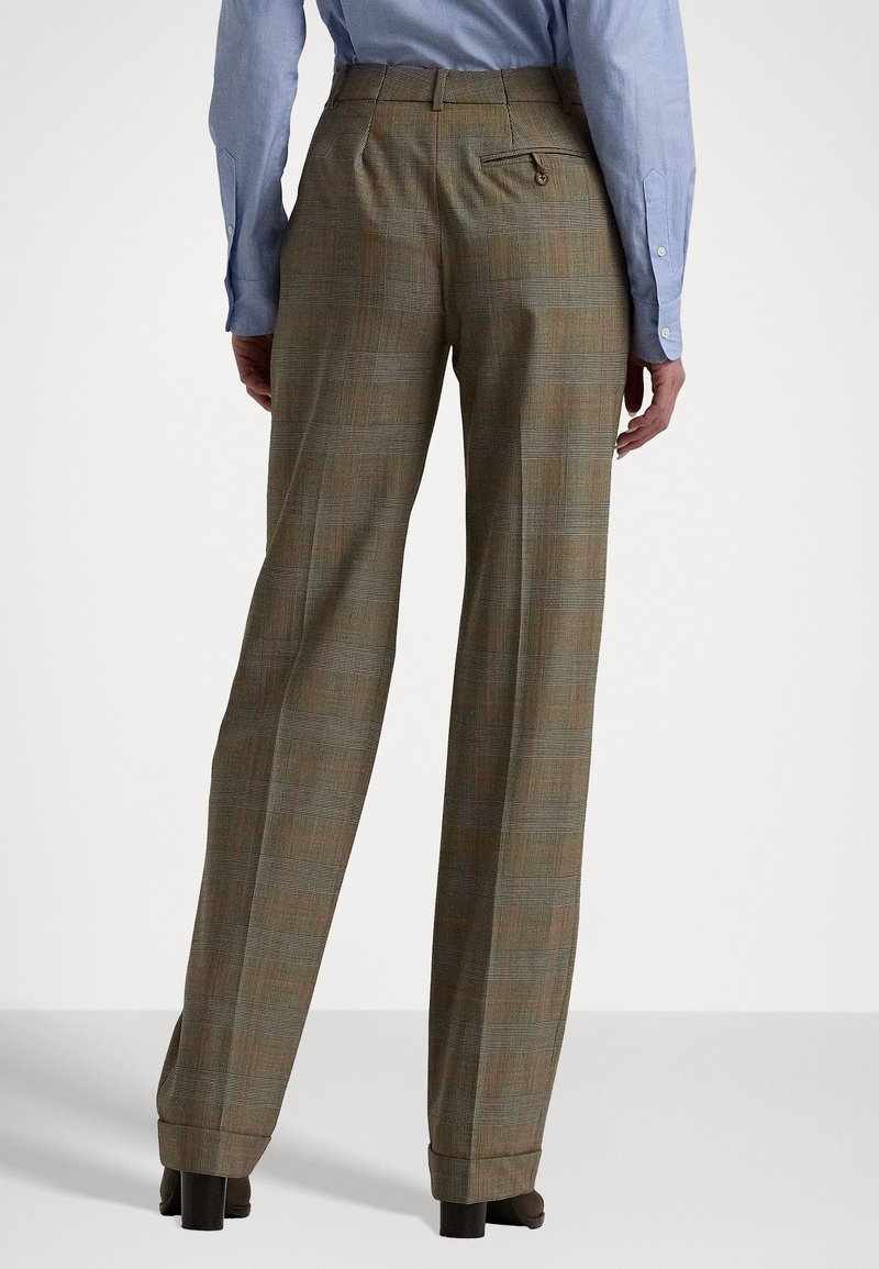 Lauren Ralph Lauren GLEN CHECK PLEATED STRETCH WOOL TROUSER