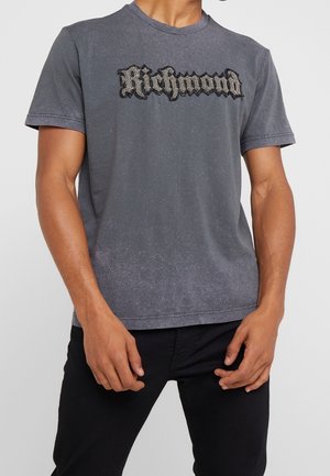 Grijze T-shirt van katoen, met een gestructureerde zwarte "Richmond" graphic, korte mouwen en een ronde hals.