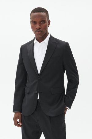 Matinique MAGEORGE TUX SATIN TRIMMED BLAZER - Suit jacket - black