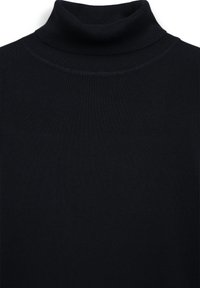 Maglione a collo alto nero, texture a costine, vestibilità slim, tessuto morbido, collo alto, adatto da indossare a strati o da solo.