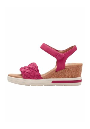 Sandalen met plateauzool - fuxia nubuc