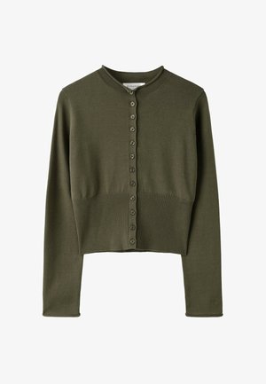Stradivarius, FITTED STAND COLLAR CARDIGAN - Gilet - khaki
