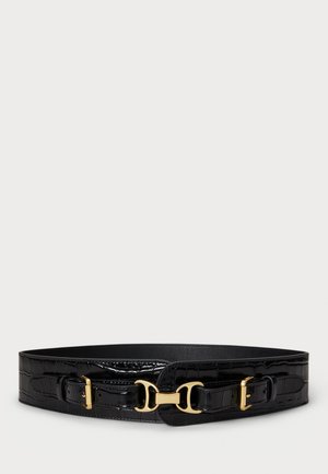 HORSEBIT CROC EMBOSSED WIDE BELT - Öv - black
