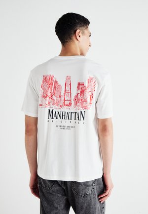Jack & Jones JORBRONX SQUARE TEE CREW NECK - Printtipaita - bright white