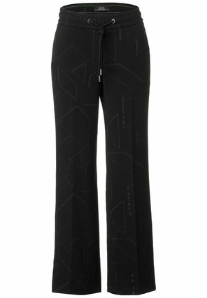 Sorte, brede sweatpants med snor i taljen, der har et diskret geometrisk mønster og blød tekstur. Lavet af en behagelig stofblanding.