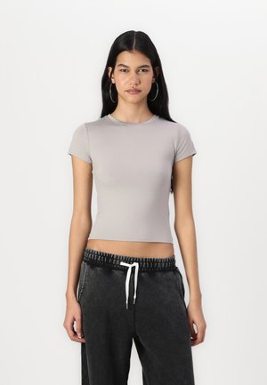 Soft Stretch Seamless Fabric Longline Baby Tee - Paprasti marškinėliai - ash
