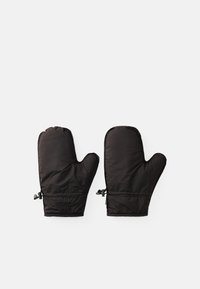 Sorte isolerede luffer med en glat overflade, elastiske manchetter og justerbare stropper for en sikker pasform. Designet til varme og funktionalitet.