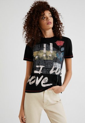 T-shirt con stampa - black