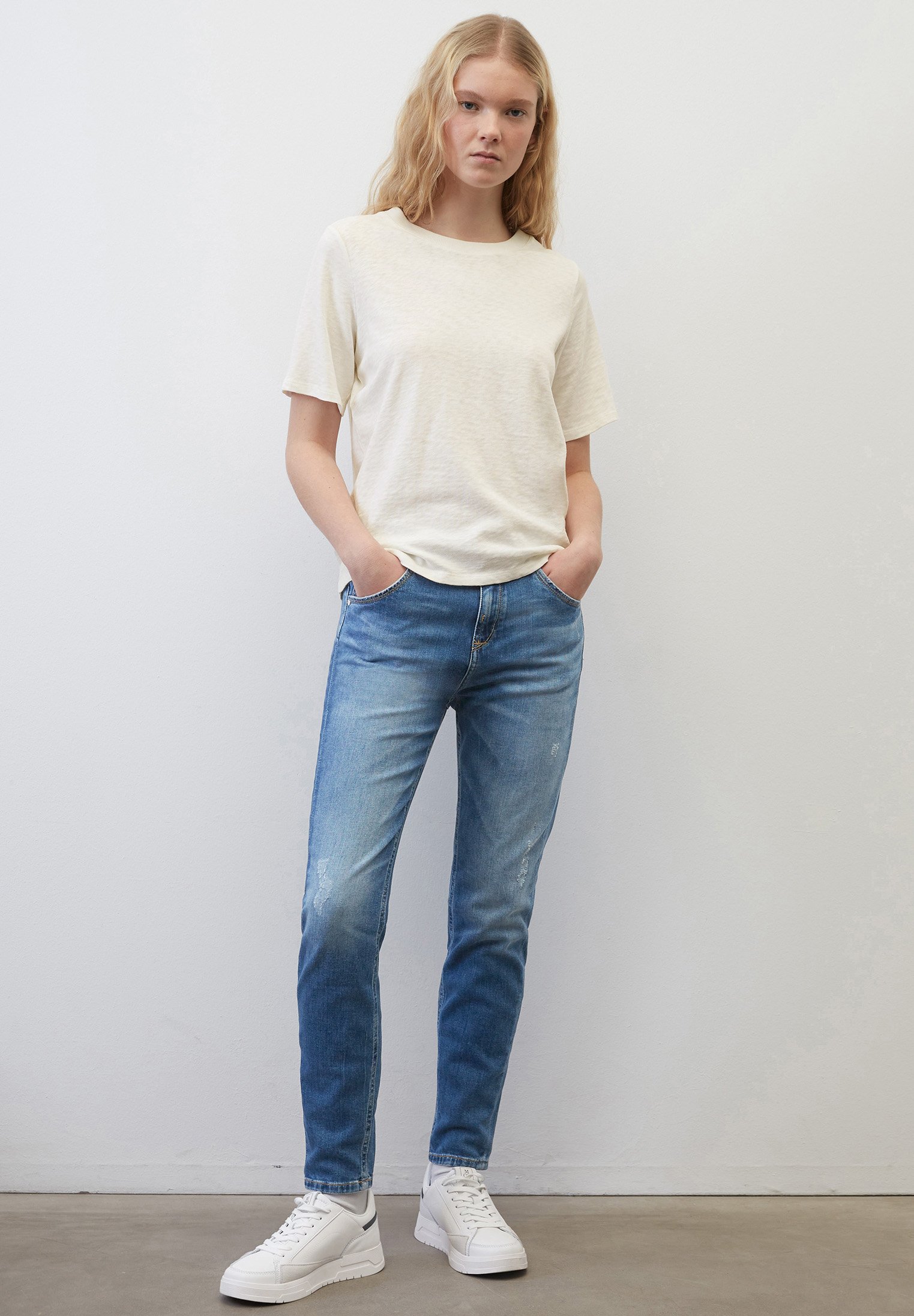 売れ筋商品|||マルコポーロ デニム Tシャツ レディース トップス AUS SOFTER - Basic T-shirt - scandinavian white Marc O'Polo DENIM AUS SOFTER - T-Shirt basic - scandinavian