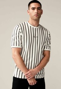 Next VERTICAL STRIPE-REGULAR FIT - T-shirts print - ecru grey textured