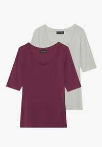2 PACK - T-shirt - bas - light green/brown
