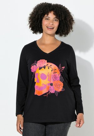 TOTENKOPF MIT ROSEN, LANGARM - Langærmet T-shirt - black