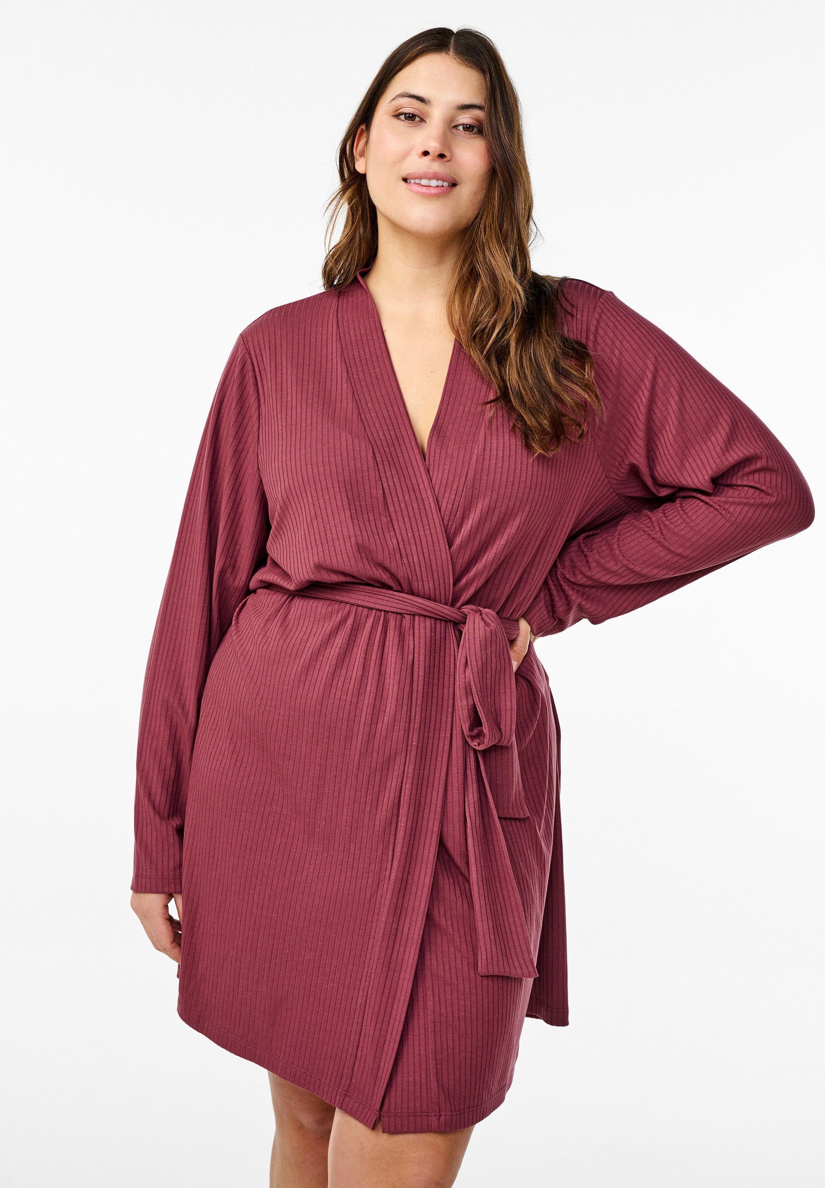 Zizzi Dressing gown - rose brown/coloured denim - Zalando.ie