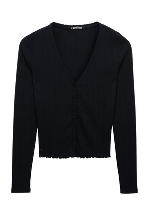 Superdry & Co, SUPERDRY ATHLETIC ESSENTIAL POINTELLE CARDIGAN.. - Gilet - eclipse navy