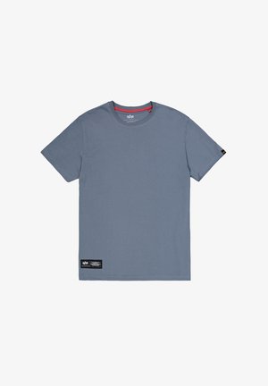 Alpha Industries LABEL BACK - T-shirt imprimé - denim blue