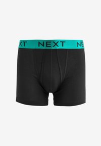 Fekete pamut boxer alsónadrág türkiz elasztikus derékpánttal, amelyen fekete betűkkel a "NEXT" felirat látható. Simára tervezett, standard fit dizájn.