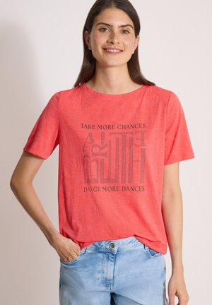 Cecil, T-SHIRT IN AUSBRENNER-OPTIK - Camiseta estampada - coral