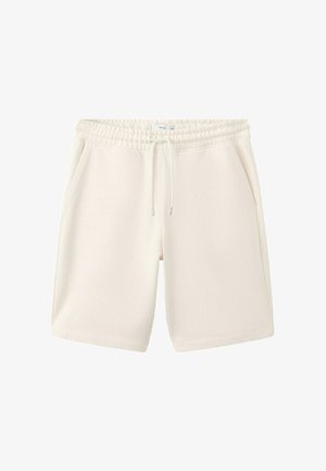 Shorts con fascia elastica color avorio, coulisse, tasche laterali e vestibilità comoda, adatti per un abbigliamento casual.