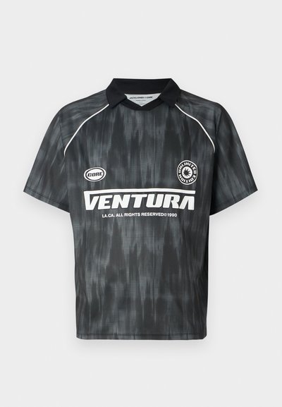 JCORETREAT AOP OPEN COLLAR - Polo - black/asphalt