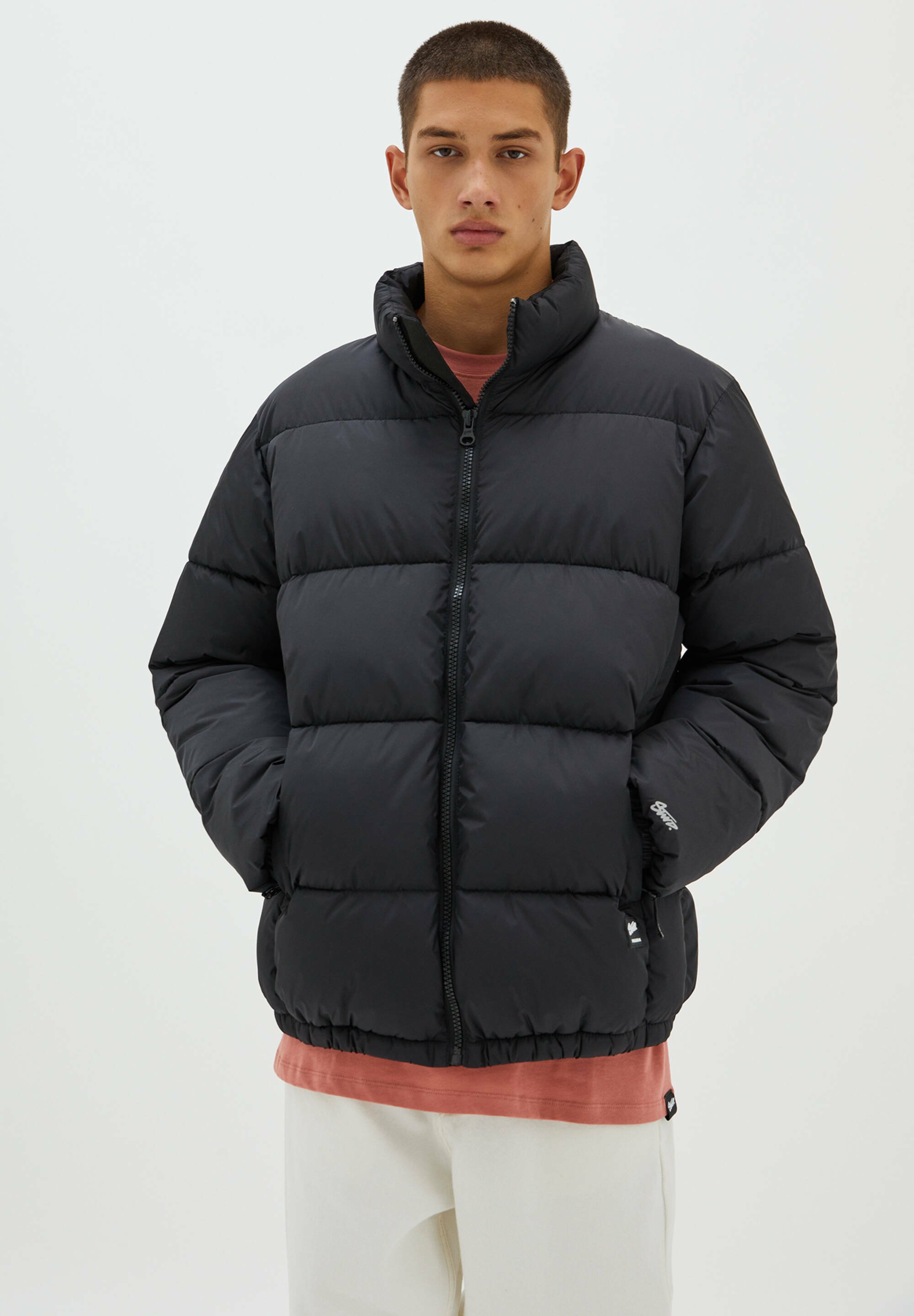 pull&bear puffer jacket in black