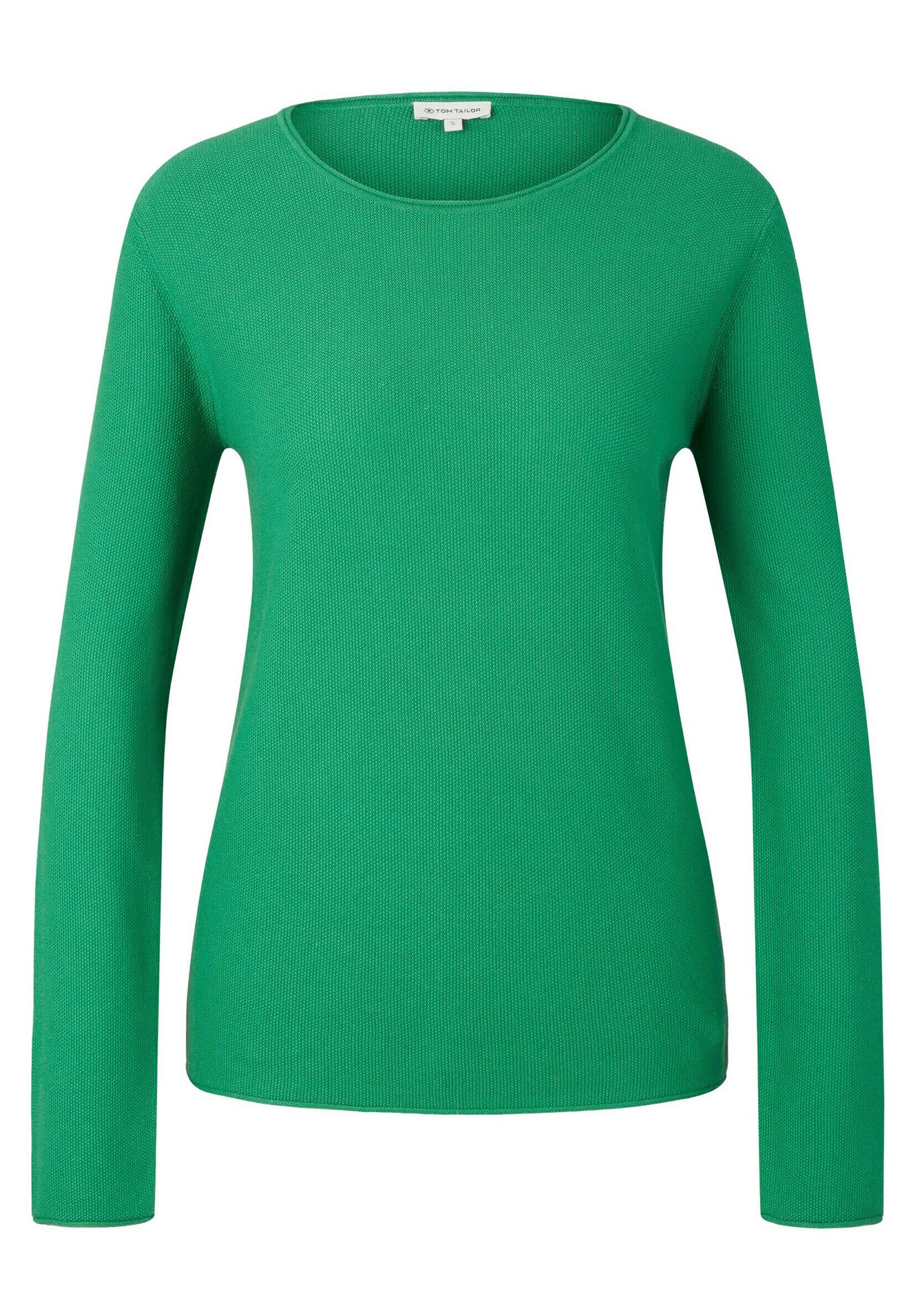 TOM TAILOR UNIFARBENER MIT RUNDHALSAUSSC Jumper grün/green