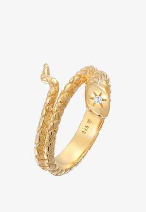 Inel din aur cu un design texturat și răsucit, având o piatră clară rotundă pe cap, marcat '925' pentru argint sterling.