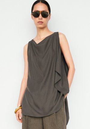Massimo Dutti, ASYMMETRIC FLOWING LAYERED TOP - Top - mottled brown
