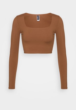 SQUARE NECK LONG SLEEVE CROP - Long sleeved top - capuccino