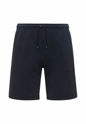Shorts casual neri con vita elasticizzata e coulisse nere regolabili, mostrati su sfondo bianco.