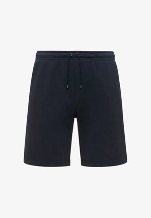 Shorts casual neri con vita elasticizzata e coulisse nere regolabili, mostrati su sfondo bianco.