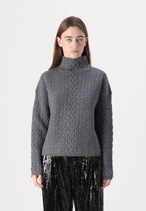 CABLE RELAXED SWEATER - Strikkegenser - mid grey
