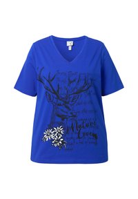 NATURE LOVE SHORT SLEEVE V-NECK - Camiseta estampada - royal blue