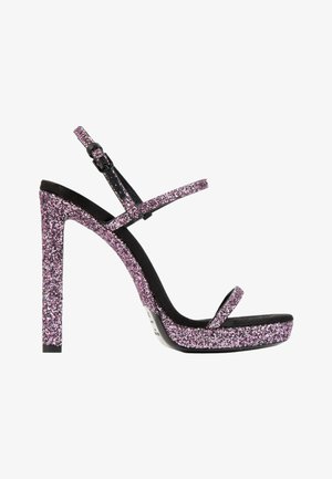 Saint Laurent, GLITTER SANDAL MULTICOLOUR - Sandales à plateforme - purple black