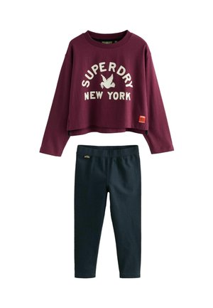 FIT - EMBROIDERY SET - Leggingsit - burgundy navy