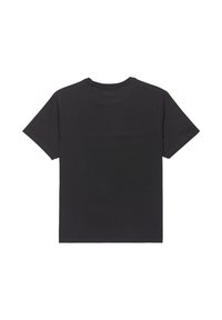 Schwarzes T-Shirt mit kurzen Ärmeln aus Baumwolle, mit rundem Halsausschnitt und plainem Rücken ohne sichtbare Logos oder Muster.