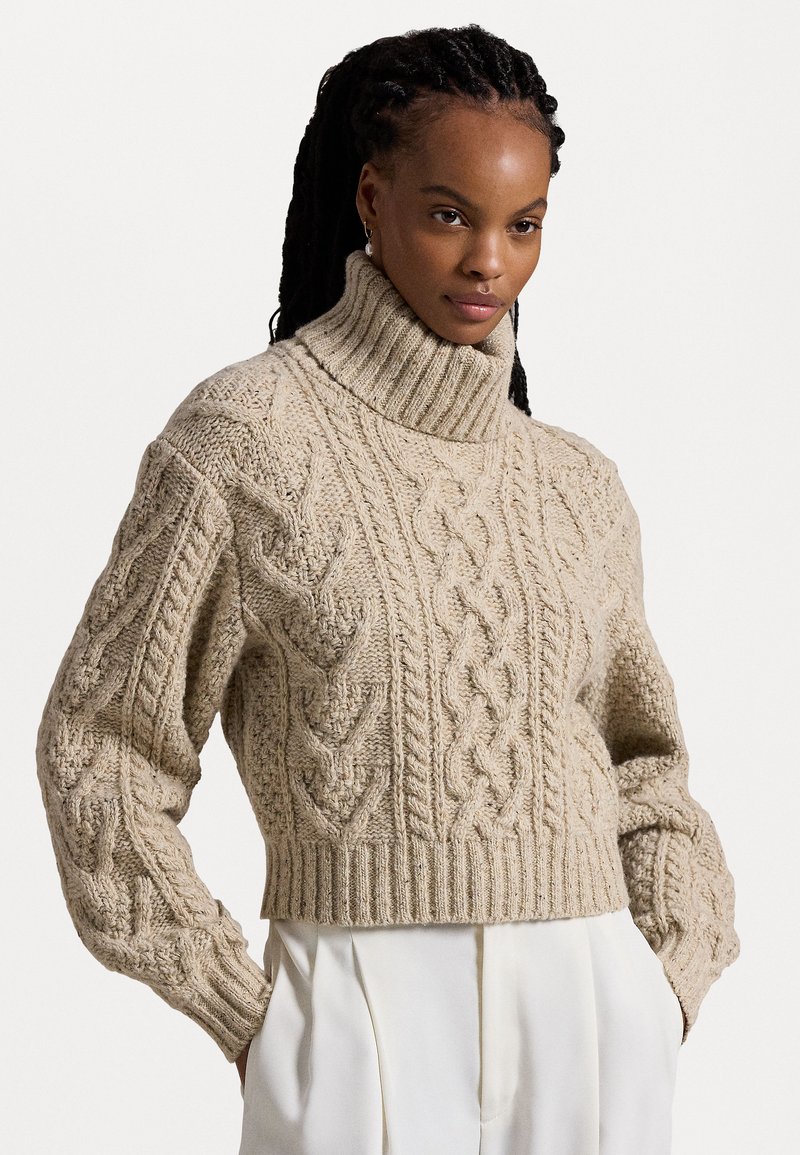 Polo Ralph Lauren ARAN-KNIT MERINO WOOL TURTLENECK - Stickad tröja - cream donegal